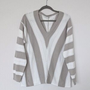 Colorblock Vneck Sweater Lightweight Women's L‎